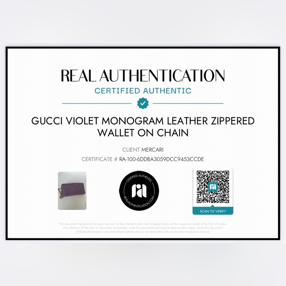 💯 GUCCI Violet Monogram Leather Zippered Wallet on Chain w/ auth cert - Picture 14 of 14